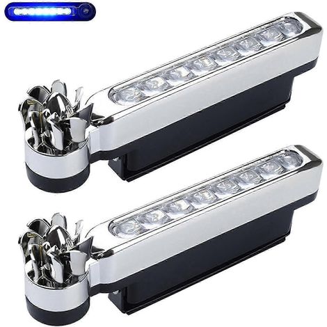 2 luces diurnas LED portátiles, alimentadas por el viento, súper brillantes, sin necesidad de fuente de alimentación externa, para coche (azul)