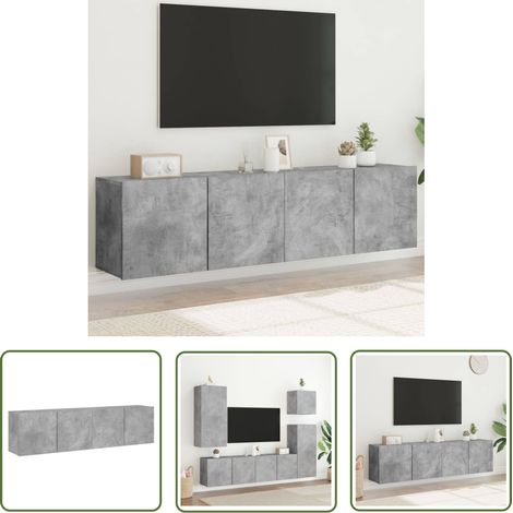 The Living Store TV-Wandschränke 2 Stk. Betongrau 80x30x41 cm - TV Schrank - Beton Grau - Wandregal - Wohnzimmereinrichtung - Regal (1/5)