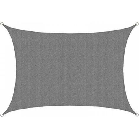 Voile d'ombrage UV - 3x4m Rectangulaire Protection Solaire Toile de Jardin Balcon Gris (1/4)