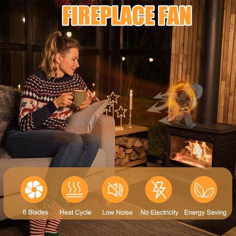 Cartoon mouse-shaped, heat-powered wood stove fan, quiet operation, hot air circulation, 6-blade chimney with stand, perfect for burning wood. (1/5)