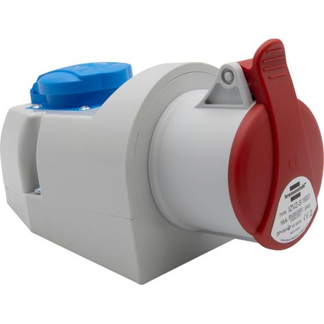 Prise murale électrique CEE 400 V/16 A 5 pôles + Schuko, prise industrielle couvercle, intérieur/extérieur, atelier, garage (1/5)