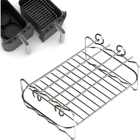 Air Fryer Kebab Rack - Air Fryer Accessories, Food Dehydrator, Square Stainless Steel Oven with Fried Skewers, Dishwasher Safe (1/5)