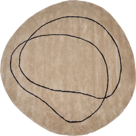 Alfombra de viscosa con forma redonda en color beige ⌀ 200 cm Digri