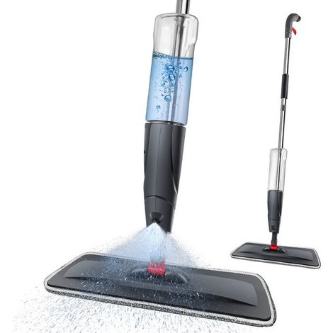 Spray Mop Grau mit 700ml Wassertank - 1 Mikrofasertuch Inklusive - Reinigung Haus Küche Badezimmer