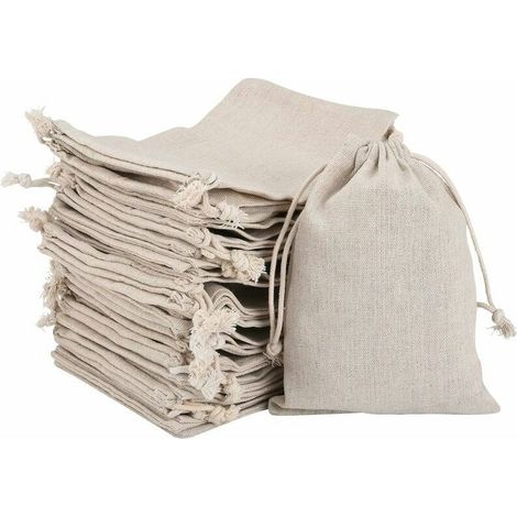 30 Pièces Sachets en Toile de Jute, Sac Cadeau avec Cordon Réutilisable Petits Sacs en Coton pour Ranger Bagues Colliers Bonbons Épices (12 x 15cm) (1/5)
