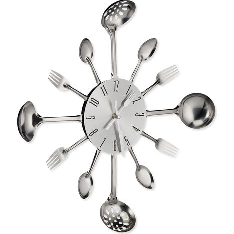 Orologio da parete originale design cucina 30 x 30 cm funzionale e decorativo in metallo nero 130009703