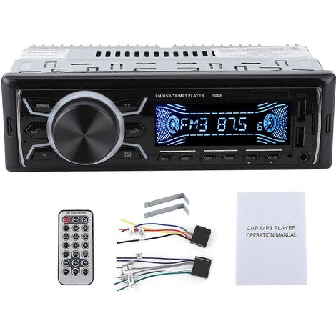 Autoradio FM 12 V pour voiture avec lecteur audio Bluetooth, télécommande et éclairage coloré, compatible MP3/WMA/USB (1/4)