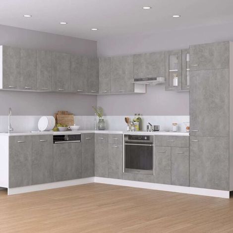 Meuble de Rangement avec Porte, Style Industriel, 60 x 46 x 81,5 cm, Bois d'Ingénierie Couleur Béton Gris, pour Cuisine ou Salon (1/5)