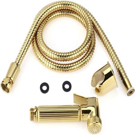 Kit d'hygiène WC/toilettes avec bidet, douchette portable murale, pommeau de douche et douchette à main, ensemble Shattaf pour l'hygiène personnelle, pot de toilette, couleur or (1/5)