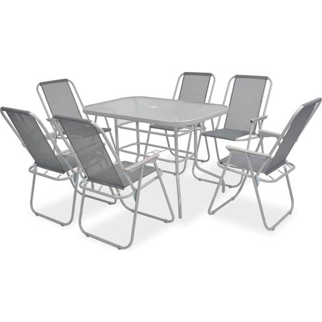 vidaXL Set da Pranzo da Giardino 8 pz in Acciaio e Textilene (1/4)