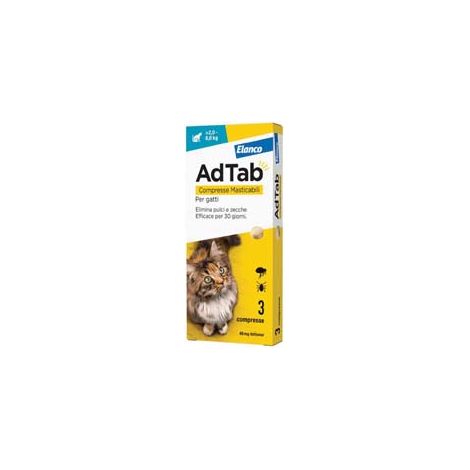 ADTAB COMPRESSE MASTICABILI PER GATTI KG.28  3 compresse da mg.48 di lotilaner    ADTAB