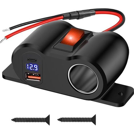 Adattatore per presa accendisigari da 12 V QC3.0 e PD3.0 con voltmetro e caricatore USB per auto, barca e camion. (1/2)
