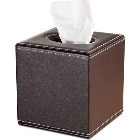Caja de pañuelos de piel sintética, dispensador de pañuelos cuadrado