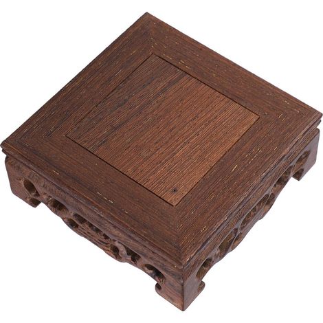 Socle de théière carré délicat, vase décoratif, socle en bois massif pour bonsaï (2) (1/5)