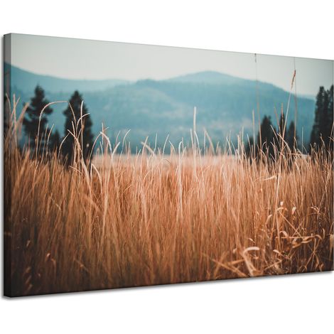 Lienzo impreso Naturaleza Hojas de hierba 120x80 cm Montañas