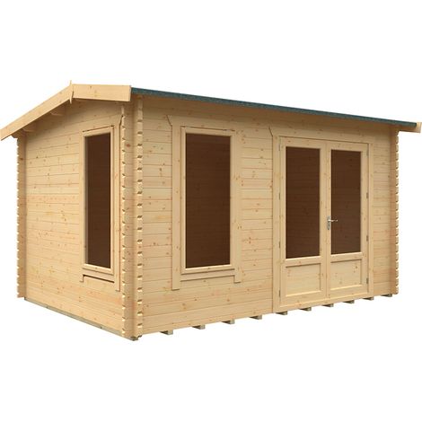 14x10w The Longleat Plus 44mm Cabin - L415 x W295 x H247 cm - Solid Wood/Softwood/Pine - Natural