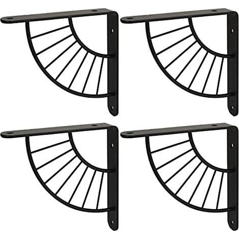 Fei Yu – Lot de 4 équerres métalliques noires 150x150mm – Charge maximale 50kg – Fixation murale rapide sur béton et bois – Installation facile (1/5)