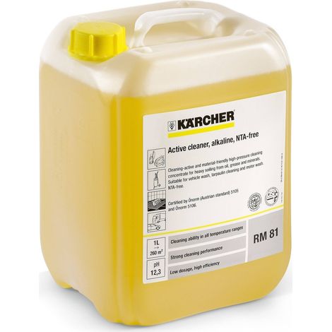 KARCHER Detergent Actif PressurePro RM 81 Alcalin 62955580, Bidon de 200 L, pH 12, pour Haute Pression, Sans NTA, Formule Concentree