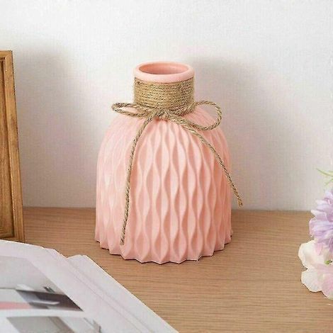 Vase en céramique incassable pour fleurs séchées, design nœud papillon décoratif, parfait pour maison, bureau ou restaurant - Rose (1/4)