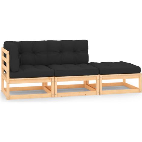 Set di mobili da giardino mobili da esterno 3 pezzi con cuscini legno di pino massiccio 020015941