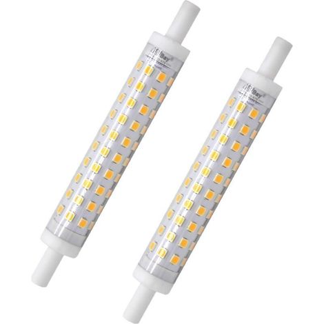 Confezione da 2 lampadine LED R7s, 118 mm, bianco caldo, 3000 K, attacco J118, 10 W, equivalente a una lampada alogena da 80 W, senza sfarfallio, 230 VA - Crezuo (1/4)