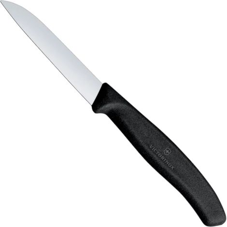 Cuchillo pelador liso, longitud 80/189 mm - negro