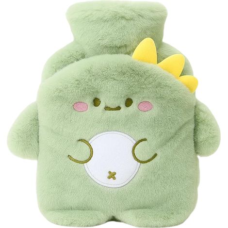 Bouillotte pour enfants, 500 ml, motif dinosaures mignons, avec housse douce, amovible pour le nettoyage, cadeau pour enfants et adultes (1/5)