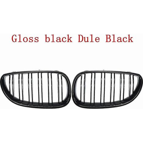 Glänzend/Matt Frontstoßstange Nierengrill Motorhaubengitter Doppellinien für BMW 5er E60 M5 E61 520i 545i 550i 535i 2003-2010 – Glänzend Schwarz (1/5)