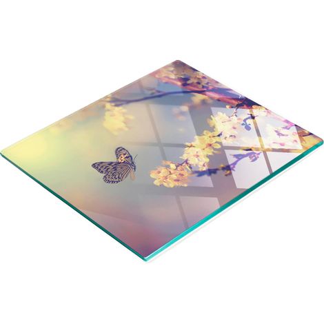 Tabla de servir de cocina de vidrio templado con dise帽o de mariposas, 60x52 cm