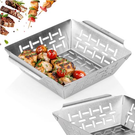 Grillkorb für Fleisch und Gemüse, perforierter Stahl, 22 cm (1/5)