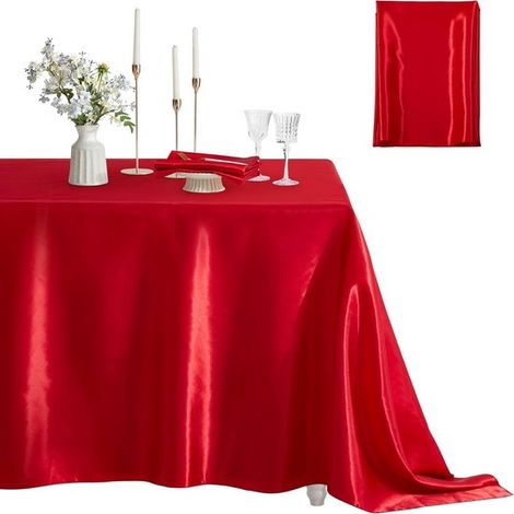 Mantel, Mantel de satén, Mantel rectangular suave y sedoso, Mantel morado, Mantel de poliéster, 60 x 84 pulgadas, Morado (1/5)