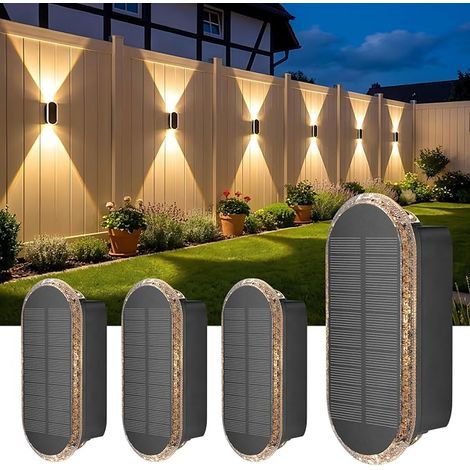 Set of 4 Up Down Solar Wall Lights for Garden (1/5)