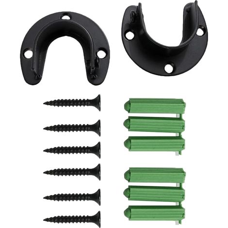 Balacoo Lot de 2 supports de tringle à rideaux robustes en acier inoxydable, fixation murale avec vis, pour rideau de douche (1/5)
