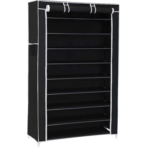 Armoire en Tissus ®,Rangement de Chaussures Étanche,Housse Amovible,88 x 28 x 160cm,noir (1/5)