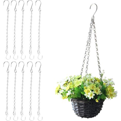 Lot de 10 Chaînes de Suspension en Métal, 29 cm Chaînes de Panier Suspendu avec Crochet, Idéales pour Pots de Fleurs, Mangeoires, Lanternes et Décorations (1/5)