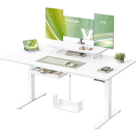 Electric Standing Desk, Height Adjustable Desk, Flexible Monitor Stand and Drawer, USB-C Port, Sedentary Reminder, for Home Office (1/5)