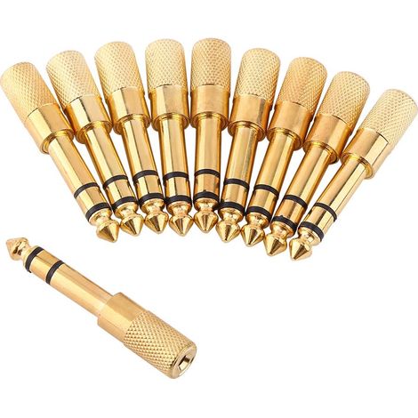 10PCS 6,5 mm mâle à 3,5 mm femelle adaptateur audio, prise audio stéréo adaptateur casque micro jack, anti-magnétique et faible perte sonore (1/5)