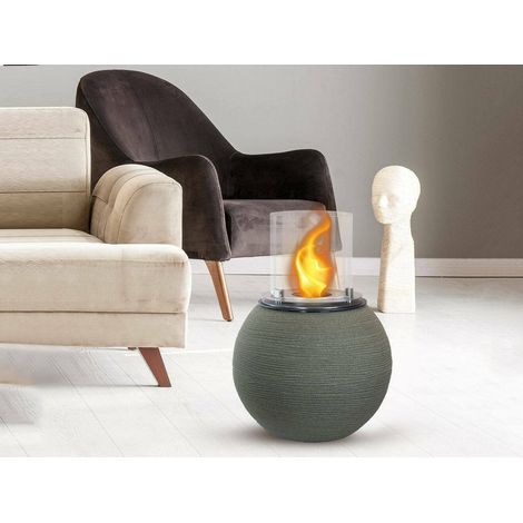 Dmora - Chimenea de bioetanol Alliste, Chimenea ecológica, Hogar sin humo, Calefactor de etanol, Made in Italy, 40x40 h54 cm, Verde (1/4)