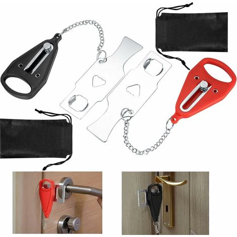 Serratura portatile per porta, fermaporta superiore, serratura antifurto, vecchio rosso + vecchio nero (1/5)