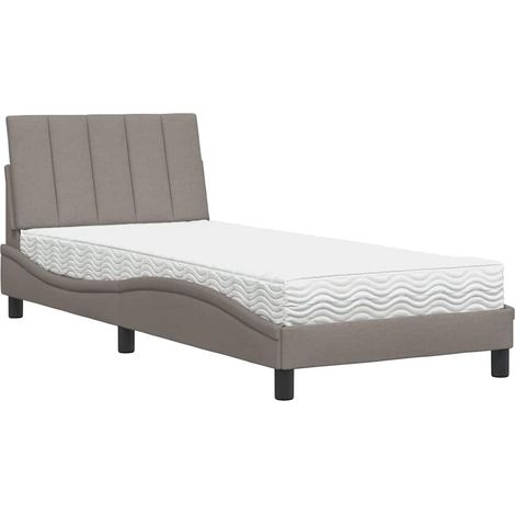 Maison Exclusive - Bett mit Matratze "Hanko" Taupe 90x200 cm Stof