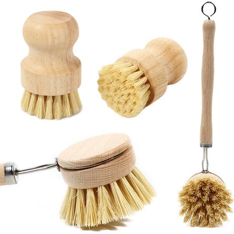 2er-Pack lange Topfbürste 23 x 6 cm + kurze Topfbürste, umweltfreundliches Holz (1/5)