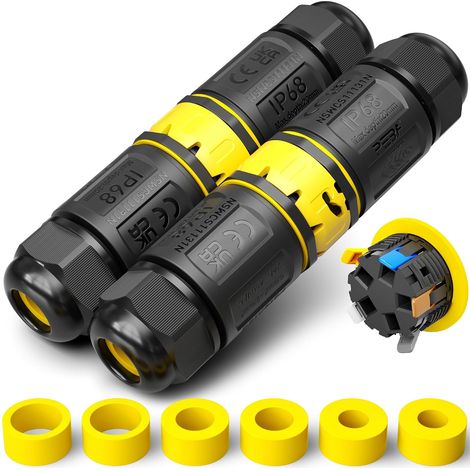 Connecteurs de Câbles Étanches IP68 - Boîte de Jonction 5 Fils - Connecteurs Rapides Avec Fiche et Prise Pour Câble de 4-12mm de Diamètre - Boîte de Dérivation Pour Câble de Terre Noir 2 Pièces (1/5)