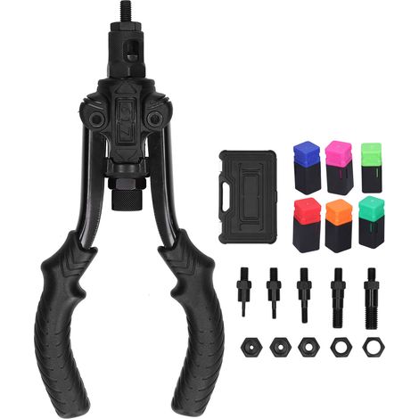Pistolet à riveter manuel, kit d'outils de rivetage avec mandrin M3 M4 M6 M8 M10 M12 (1/5)