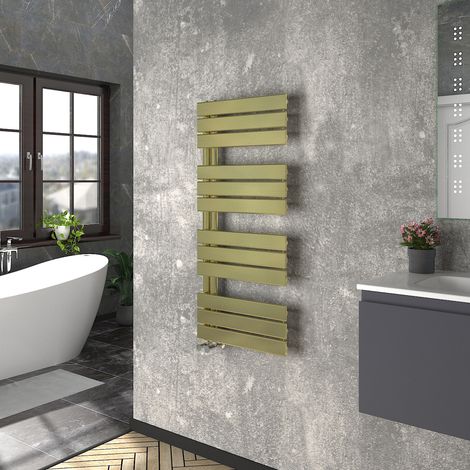 WarmeHaus Heated Towel Radiator Flat Panel Brushed Brass 1126x500