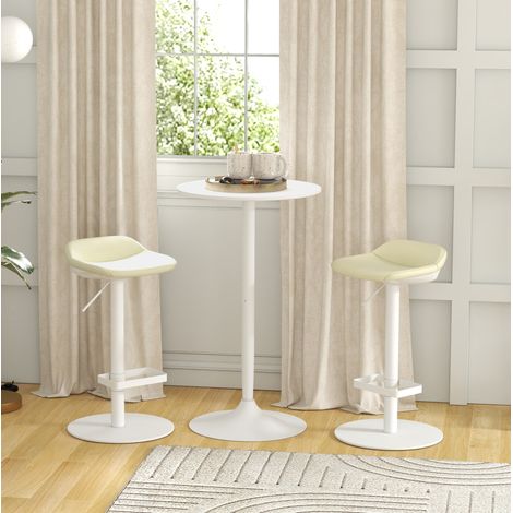 Tisch Bartisch rund 60 cm Küchentisch Stahl weiß OKMYHOME (1/3)
