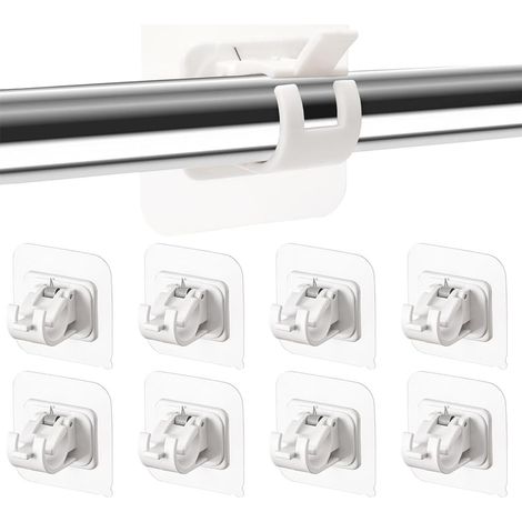8 Pcs Support Tringle Rideaux sans Percage, Crochet Rideau Adhesifs,Supports pour Tringles à Rideaux Auto-AdhéSifs,Support AméLioré Rideaux,pour la Maison, la Salle de Bain(Blanc)
