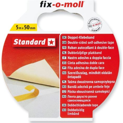FIX-0-MOLL - 5mt x 50mm - NASTRO BIADESIVO STANDARD - PER USO QUOTIDIANO - RESISTENTE AGLI STRAPPI