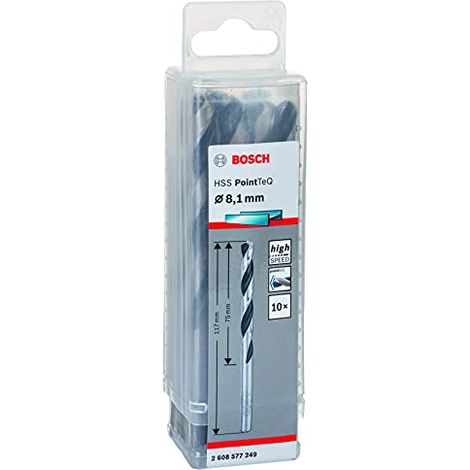 Trapano a spirale in metallo HSS PointTeQ, DIN 338, 8,1 mm, confezione da 10