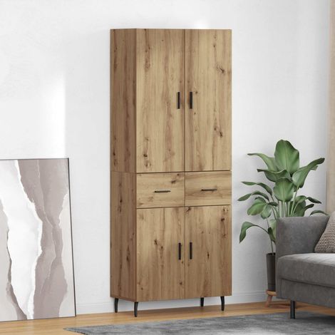 Highboard 2 pcs Artisan-Eiche Engineered Wood und Glas
