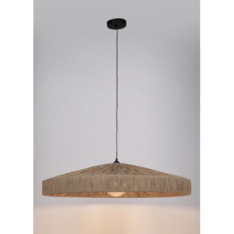 Lampadario in Rafia Naturale Marrone Boho da Interno - MEI-WEN - Dimensione: D 80 - Colore: Marrone (1/5)